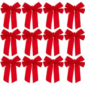 Okuna Outpost 12 Pack Red Velvet Christmas Ribbons, 9 x 12 Inch Ribbon, Christmas Ribbons for Crafts Ideal for Decorating - 1 of 4