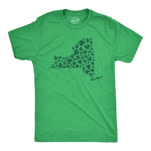 Mens New York State Clovers T Shirt Funny St. Paddys Day Parade Four Leaf Shamrock Tee For Guys - Crazy Dog Men's T Shirt - 1 of 4
