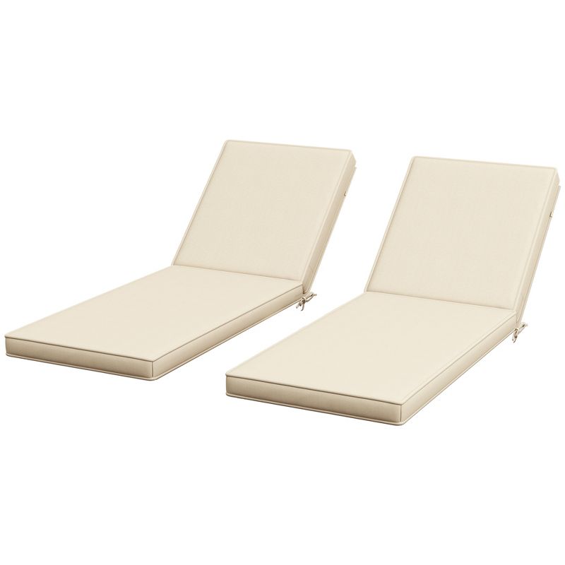 Outsunny 2 Patio Chaise Lounge Chair Cushions with Backrests, Replacement Patio Cushions with Ties for Outdoor Poolside Lounge Chair, 4 of 7