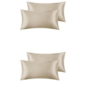 Unique Bargains Satin Breathable Envelope Closure Pillowcase Cover 4 Pcs - 1 of 4