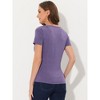 INSPIRE CHIC Women's Cowl Neck Short Sleeve Button Decor Ruched Front Casual  Basic T-shirt - 3 of 4