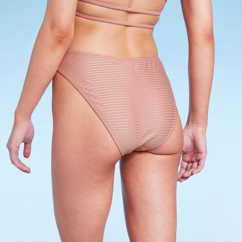 Women's High Leg Cheeky Bikini Bottom - Wild Fable™ Brown Lurex, 3 of 19