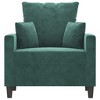 vidaXL Velvet Sofa Chair in Dark Green - Modern Design with Metal Frame, Thickly Padded Seat, Armrests, and Back Pillow for Ultimate Comfort - 2 of 4