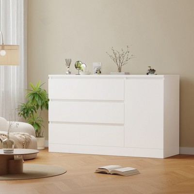 47" Sideboard Buffet Cabinet, Entryway Coffee Bar Cabinet with 4 Drawers, Modern Media Console Table, Kitchen Pantry Cabinet for Living Room Kitchen