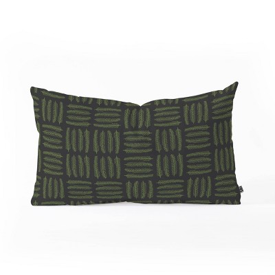 23"x14" Oversize Iveta Abolina Pine Needle Checker III Lumbar Throw Pillow Green - Deny Designs