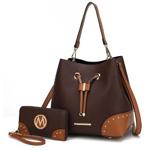 MKF Collection Candice Color Block Bucket Bag with matching Wallet by Mia K - 1 of 4