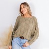 Women's Khaki Boat Neck Long Sleeve Sweater - Cupshe - image 2 of 4