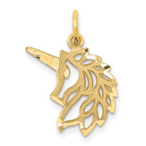 Black Bow Jewelry 14k Yellow Gold Unicorn Head Silhouette Charm or Pendant - 1 of 4