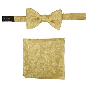 Men's Paisley 2.75" x 4.75" Adjustable 16" - 20" Freestyle Self Tie with Hankie Set - 1 of 4