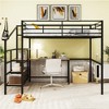 Full Size Metal Loft Bed with Desk and Lateral Storage Ladder - 2 of 4
