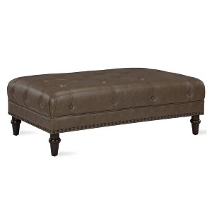 Davey Tufted Ottoman with Nail Heads Taupe - Dorel Living, Brown