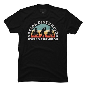 Men's Design By Humans Bigfoot Social Distancing World Champion By Tingsy T-Shirt - 1 of 4