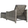 vidaXL Outdoor Sun Lounger with Adjustable Backrest and Slide Armrests - Poly Rattan Garden Furniture in Gray with Dark Gray Cushion - 4 of 4