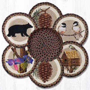 Earth Rugs Cabin Bear Round Trivet in a Basket – Rustic Kitchen Hot Pad 10"x10" - 1 of 3