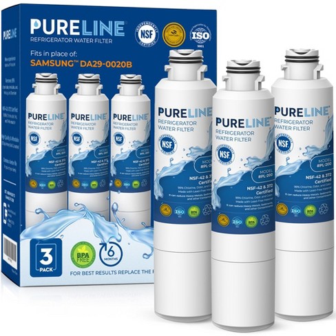 PureLine Samsung DA29-00020B Compatible Refrigerator Water Filter, Also Replacement for Da29-00020a, HAF-CIN Exp, DA97-08006A (3 Pack)