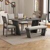 Dining Table Set For 6, Dining Sets 6 Piece, Dining Table Set, Modern Kitchen Table And Chairs With Bench Designed Trestle Base-Cuddlewood - 2 of 4
