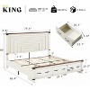Farmhouse Bed Frame with 54" Tall Geometric Headboard - 2 of 4
