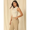 Hobemty Women's Ribbed Blouse Basic Mock Neck Sleeveless Knitted Tops - 3 of 4