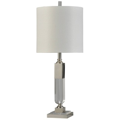 Yow Nickel Table Lamp with Fabric Shade White - StyleCraft