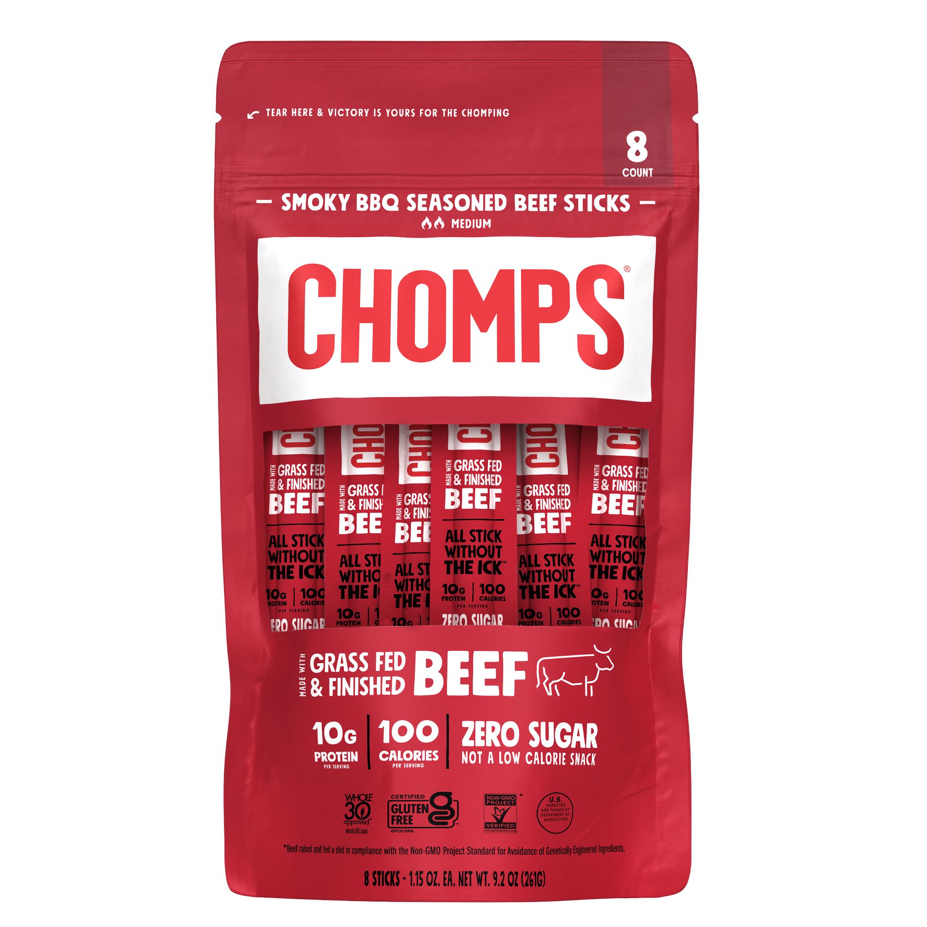 Chomps Snack Sticks Smoky BBQ Beef Sticks - 9.2oz/8ct