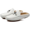 Santimon Men's Leather  Tassel Mules Slip on Outdoor Shoes Casual Open Back Loafers White - 2 of 4