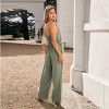Women's Chic Olive Green Button-Down Wide-Leg Jumpsuit - Cupshe - 4 of 4