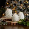 Christmas Pinecone Flameless Candle 3pc Set - 4x4, 4.3x5, 5x6 White - 2 of 2