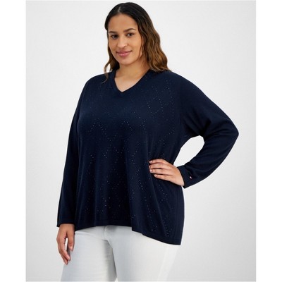 Tommy Hilfiger Womens Rhinestone Pullover Sweater