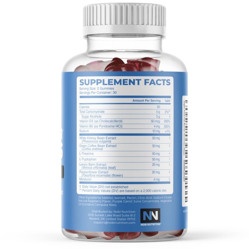 Night Time Fat Burner Gummies, Appetite Suppressant for Weight Loss Gummies, Nobi Nutrition, Raspberry 60ct, 3 of 6