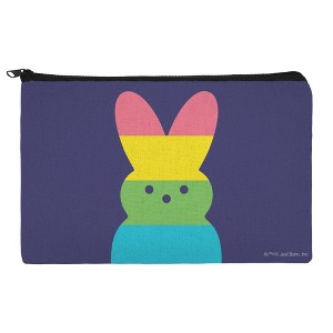 Peeps Rainbow Striped Bunny Peep Makeup Cosmetic Bag Organizer Pouch - 1 of 4