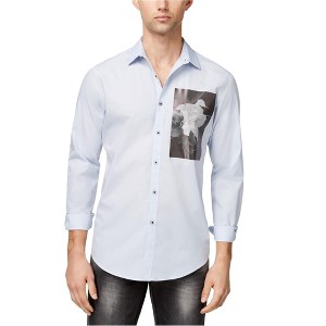 I.N.C International Concepts Mens Photo Print Button Up Shirt, Blue, X-Large - 1 of 1