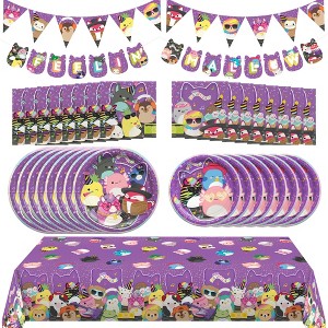 Treasures Gifted Club Squishmallows Party Supplies - Complete Set for 16 Guests - Plates, Tablecloth, Banner & Napkins - 1 of 4