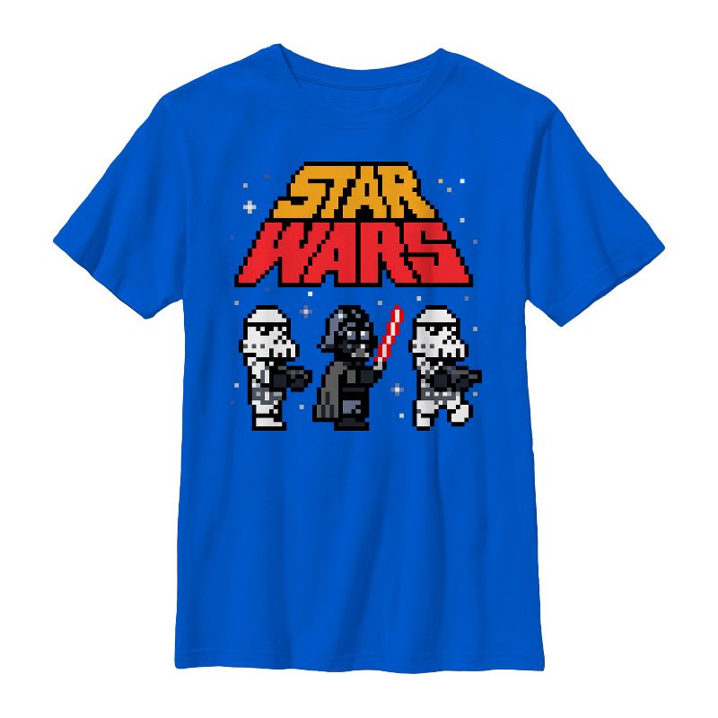 Boy's Star Wars Pixel Darth Vader and Stormtroopers T-Shirt, 1 of 5
