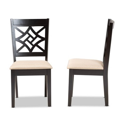 Nicolette Sand Fabric and Dark Brown Wood Upholstered Dining Chair