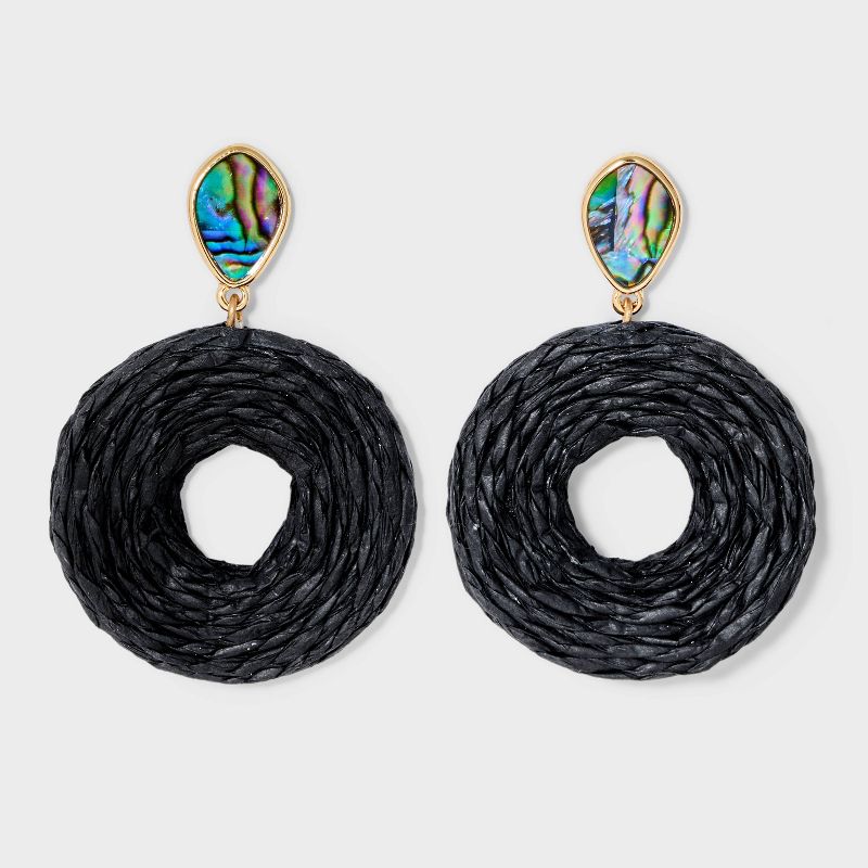 Raffia Ring Double Drop Earrings - A New Day&#8482; Gold/Black, 1 of 8