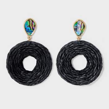 Raffia Ring Double Drop Earrings - A New Day™ Gold/Black