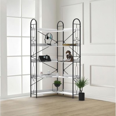 Dolonm Industrial Corner Bookshelf, Heavy-Duty Steel Frame & Anti-Tilt Design for Living Room/Office/Garage