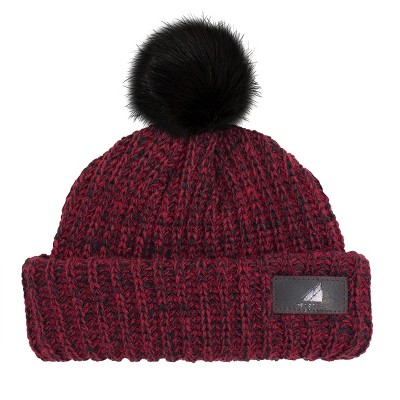 Image of Arctic Gear Infant Acrylic Ribbed Cuff Winter Hat with Pom Berry and Black Blended with Black Pom