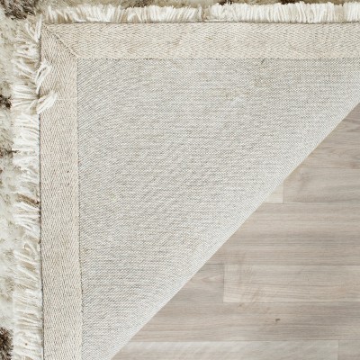 Ivory and Light Grey Hand-Tufted Shag Area Rug 5' x 8'