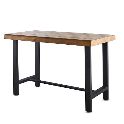 Landon 63" Natural Honey Birch Counter Table with Iron Base