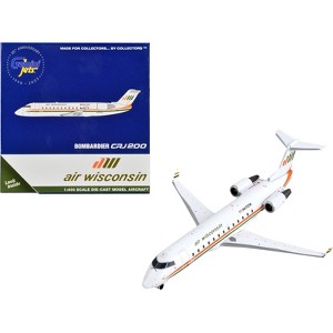 Bombardier CRJ200 Commercial Aircraft "Air Wisconsin" White w/Orange & Green Stripes 1/400 Diecast Model Airplane by GeminiJets - 1 of 4