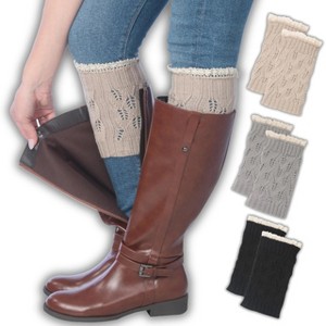 Tipi Toe Women's 3 Pairs Earthy Textures Multicolors Pattern Knitted Leg Warmer Boot Topper Cuffs - 1 of 4