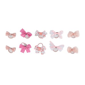 Unique Bargains Women's Fashion Cute Polka Dot Floral Hair Ropes Pink 10 Pcs - 1 of 3