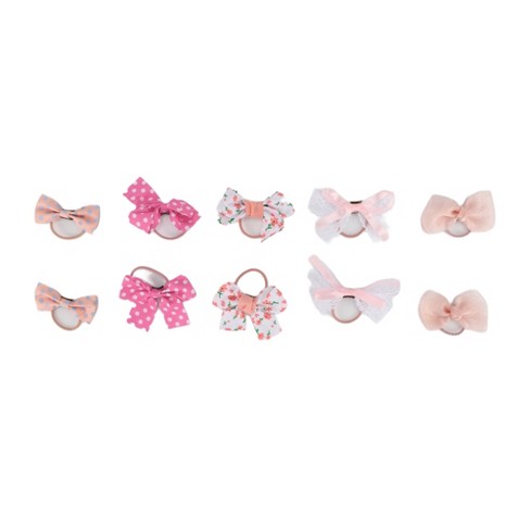 Unique Bargains Women's Fashion Cute Polka Dot Floral Hair Ropes Pink 