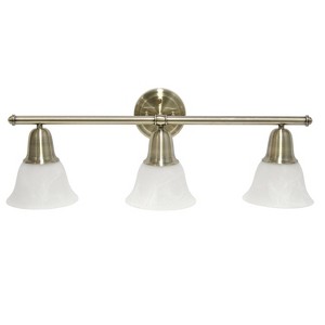 3 Light Metal and Alabaster White Glass Shade Vanity Wall Light Fixture with Metal Accents - Lalia Home - 1 of 4