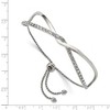 Chisel Stainless Steel Polished with Crystals Twised Adjustable Bangle Bracelet - 2 of 3