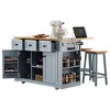 VYNXARIA K&K 53" Kitchen Island Set with Bar Stools, Power Outlet & Ample Storage in Grey Blue - 2 of 4