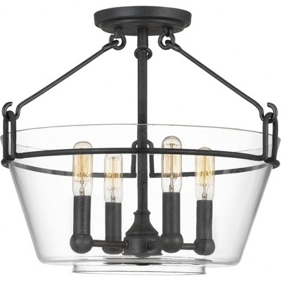 Quoizel Lighting Wells 4 - Light Semi-Flush Mount in  Grey Ash