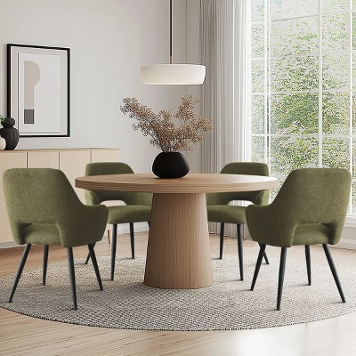 Set of 4 Upholstered Dining Chairs with Arms, Modern Accent Chairs with Metal Legs, Comfortable Padded Seat for Dining Room & Kitchen-Maison Boucle