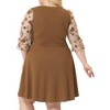 Agnes Orinda Women's Plus Size Pleat Front Square Neck Sheer Sleeve Flowy A-Line Dresses - 4 of 4